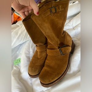 Suede Frye moto boots